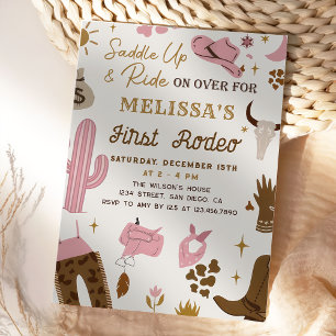 Wild West Rodeo Cowgirl Ranch Girl Birthday Party Invitation