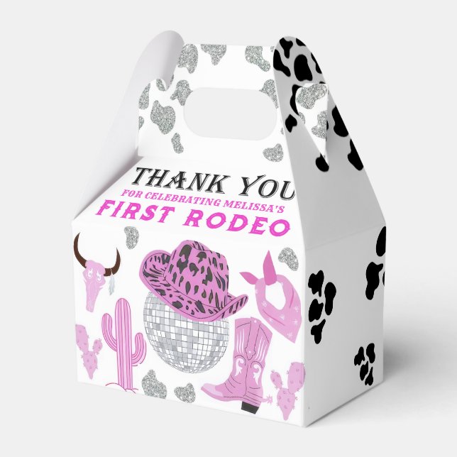 Wild West Rodeo Disco Pink Cowgirl Birthday Favour Box (Front Side)