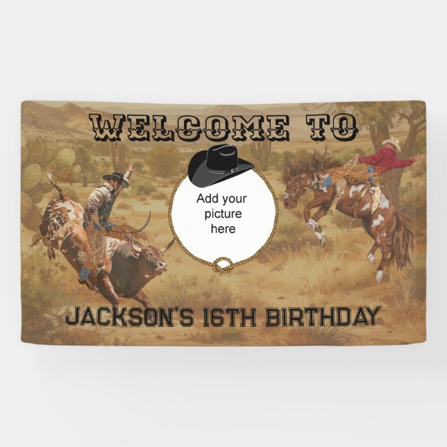 Wild West Rodeo Roundup Birthday  Banner (Horizontal)