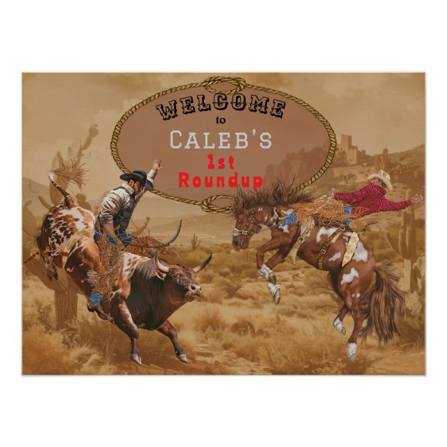 Wild West Rodeo Roundup Cowboy Welcome Sign (Front)