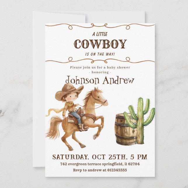 Wild West Rodeo Wester CowBoy Baby Shower  Invitation (Front)