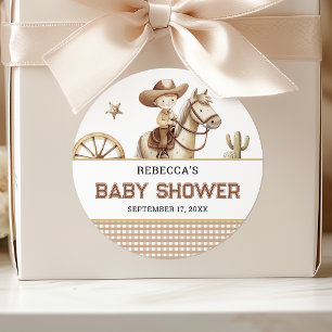 Wild West Rodeo Western Little Cowboy Baby Shower Classic Round Sticker