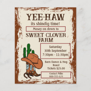 Wild West Rustic Cowboy Western Party Flyer