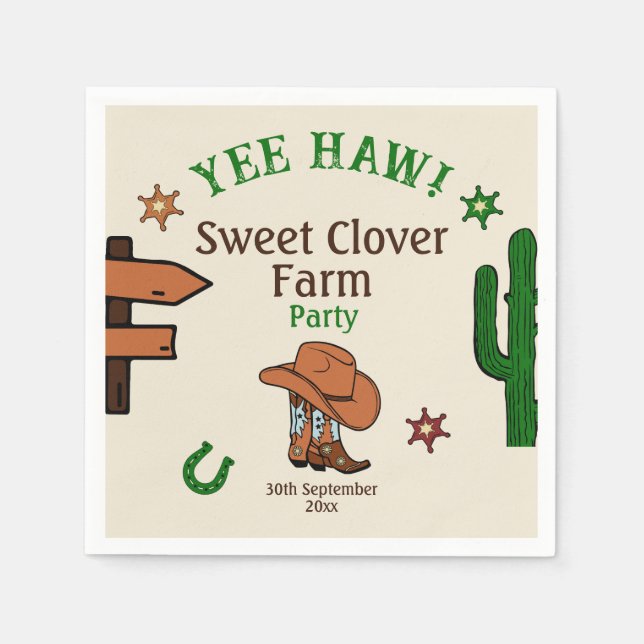 Wild West Rustic Cowboy Western Party Napkin (Front)