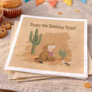 Wild West Rustic Fun Cowboy Birthday Paper Napkin
