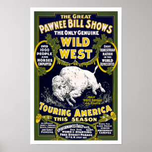Wild West Show, 1903. Vintage Western Advertising Poster