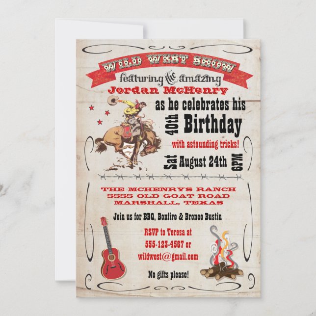 Wild West Show Birthday Party Invitation Poster (Front)