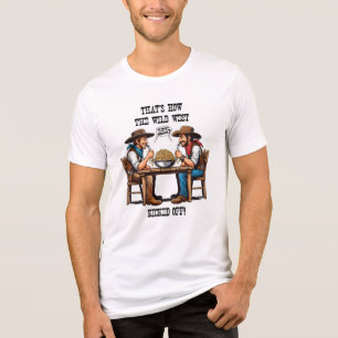 Wild West Spaghetti Duel Funny Cowboy Food Art Tri-Blend Shirt