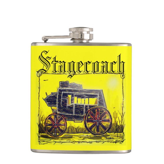 Wild West Stagecoach Hip Flask (Front)