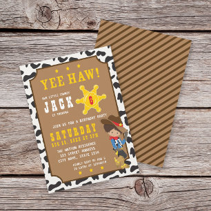 Wild West Tan Cowboy Birthday Invitation