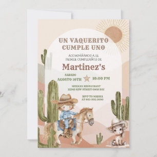 Wild West Vaquerito Cowboy Birthday Spanish Invitation