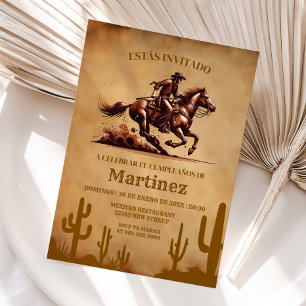 Wild West Vaquero Cowboy Birthday Spanish  Invitation