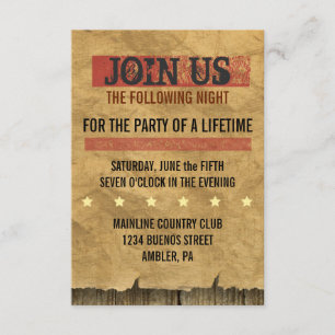 WILD WEST WANTED Bar Bat Mitzvah Party Card