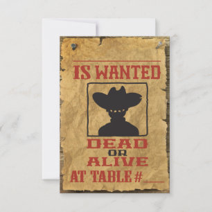 WILD WEST WANTED Bar Bat Mitzvah Table Escort Card