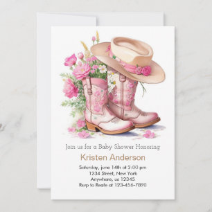 Wild West Watercolor Cowgirl Baby Shower Invitation