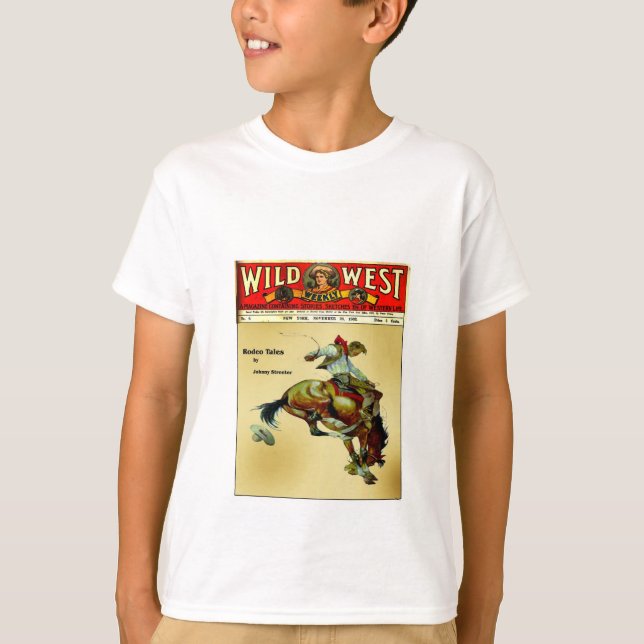 Wild West Weekly Bronc Rider Cowboy Kid's Shirt (Front)