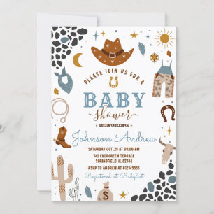 Wild West Western Baby Shower Rodeo Boy Invitation