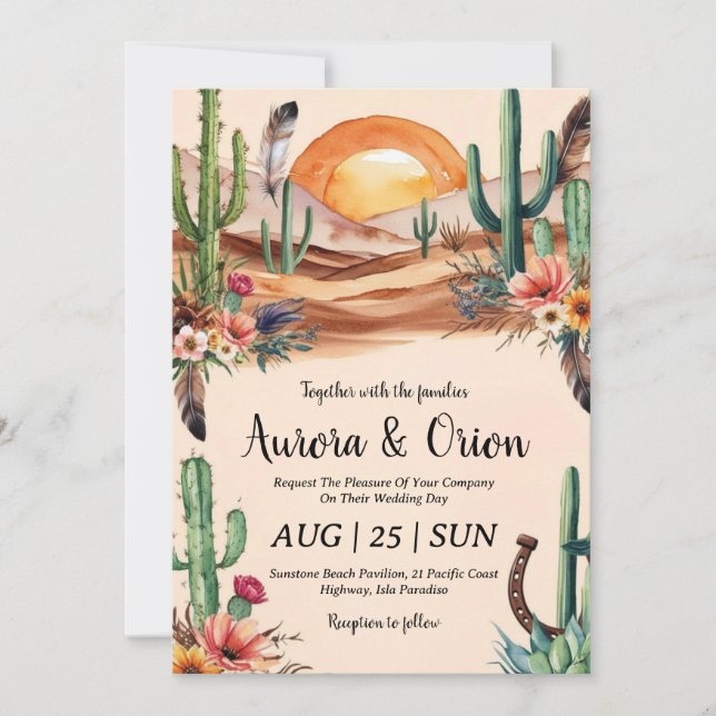 wild west western boho wedding invitations (Front)