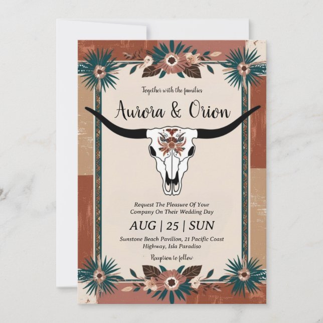 wild west western boho wedding invitations (Front)
