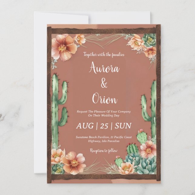 wild west western boho wedding invitations (Front)