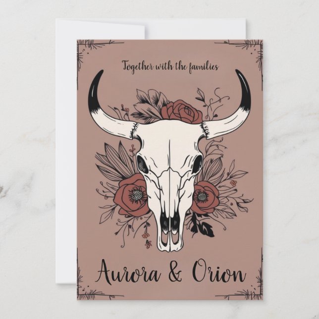 wild west western boho wedding invitations (Front)
