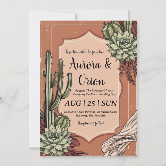 wild west western boho wedding invitations (Front)