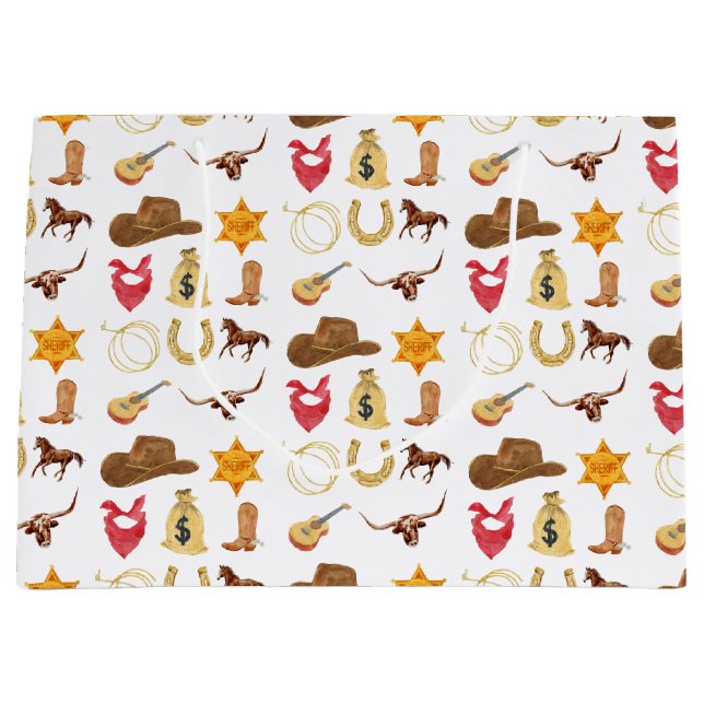 Wild West Western Country Rodeo Any Age Birthday Large Gift Bag (Front)