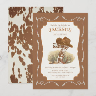 Wild West Western Cowboy 7th Birthday Party Invitation