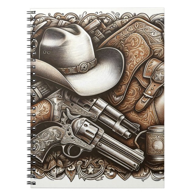 Wild West With Cowboy Hat and Guns Notebook (Front)