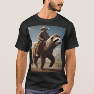 "Wild West Wonders: Cowboy Riding a Sloth Horse" T-Shirt