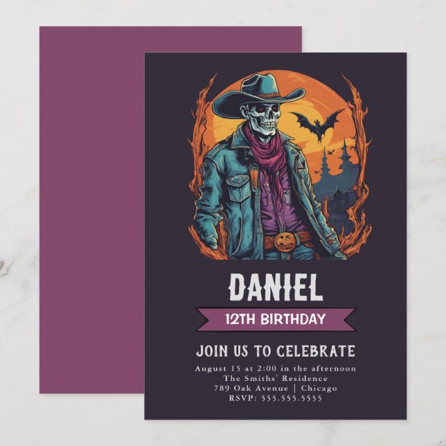 Wild West Zombie Birthday Invitation (Front/Back)