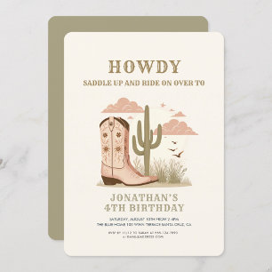 Wild Western Cactus Girl Birthday Invitation