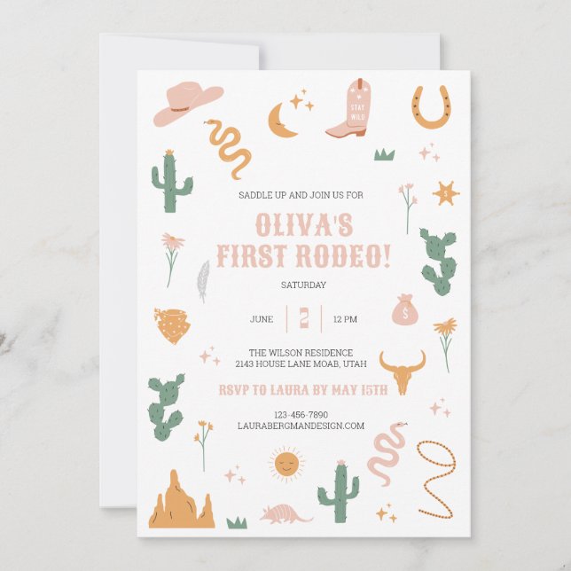 Wild Western First Birthday Invitation (Front)