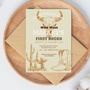 Wild Western First Rodeo Birthday Party Boy  Invitation