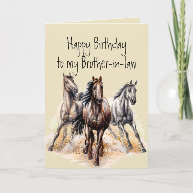 Wild Western Horses Birthday Brother-in-law Card (Front)