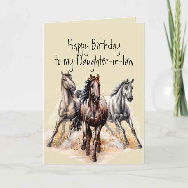 Wild Western Horses Birthday Daughter-in-law Card (Front)