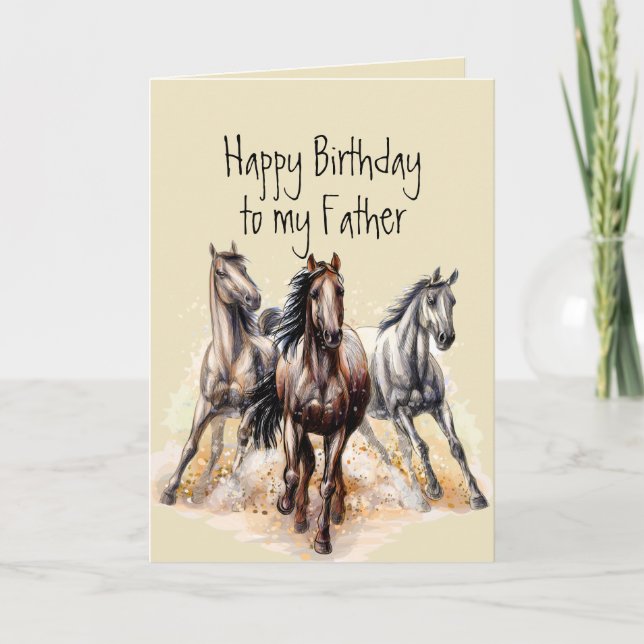 Wild Western Horses Birthday Father Animal  Card (Front)