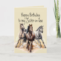 Wild Western Horses Birthday Sister-in-law Animal 
