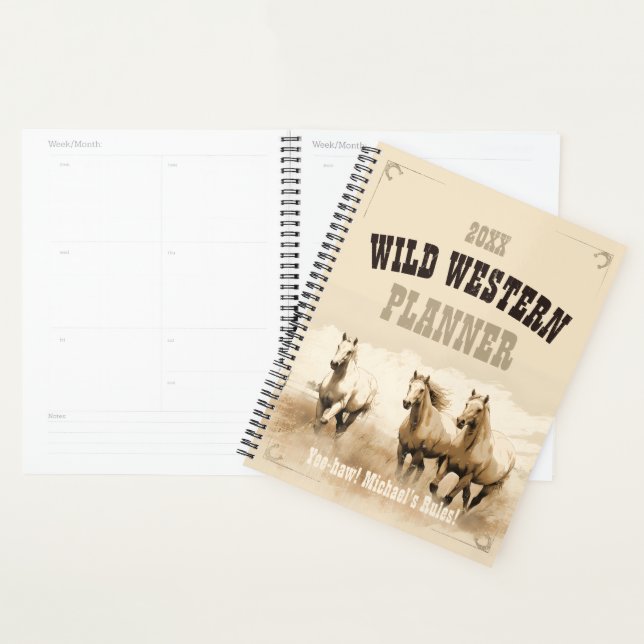 Wild Western! Horses. Editable men's gift Planner (Display)