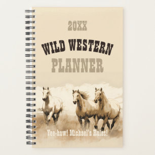 Wild Western! Horses. Editable men's gift Planner