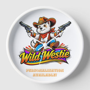 Wild Westie Cowboy Dog Cute West Highland Terrier Clock