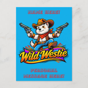 Wild Westie Cowboy Dog Holiday Postcard