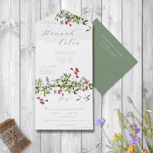 Wild Whimsical Blooms & Greenery All In One Invitation