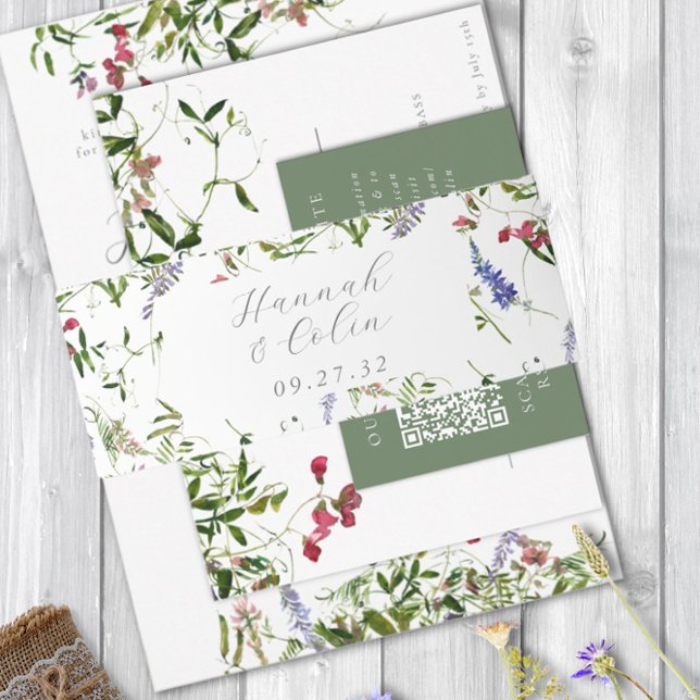 Wild Whimsical Blooms & Greenery Invitation Belly Band (Creator Uploaded)