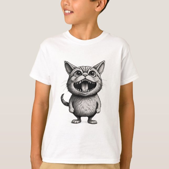  “Wild Whiskers – Crazy Cartoon Cat T-Shirt by Ink (Front)