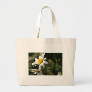 Wild white daisy flowers large tote bag