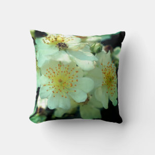 Wild White Rambling Roses Close Up  Cushion