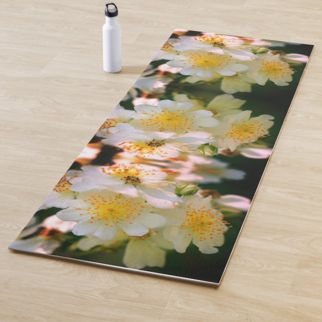 Wild White Rambling Roses Close Up  Yoga Mat (In Situ)