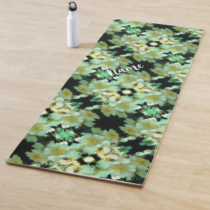 Wild White Rambling Roses Personalised        Yoga Mat