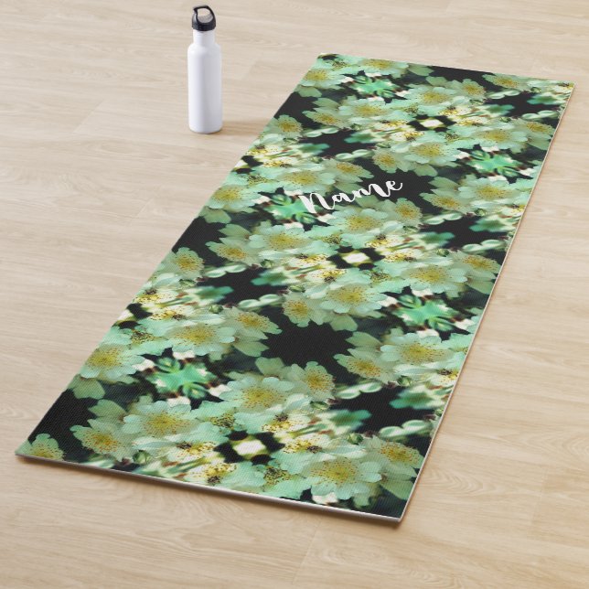 Wild White Rambling Roses Personalised        Yoga Mat (In Situ)